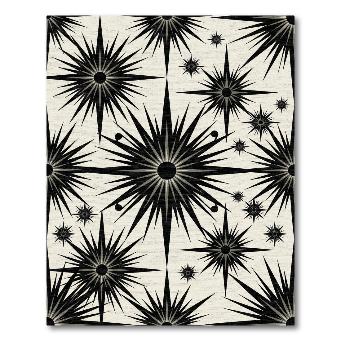Black Starburst Geometric Square Rug