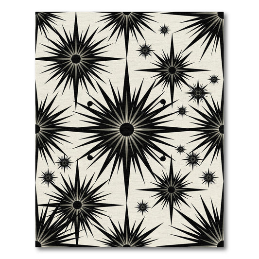 Black Starburst Geometric Square Rug