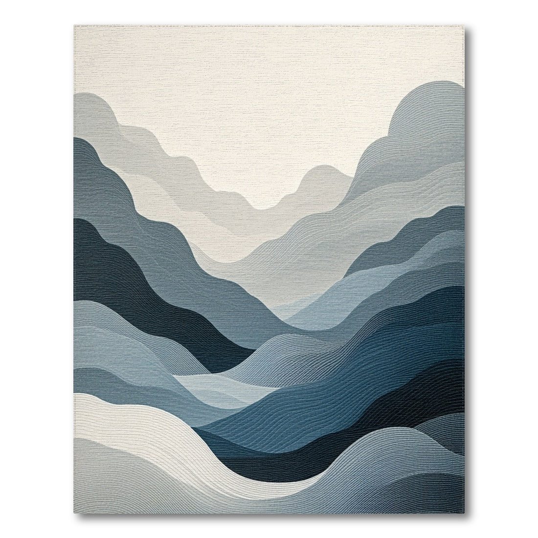 Layered Blue Gray Mountains Rug