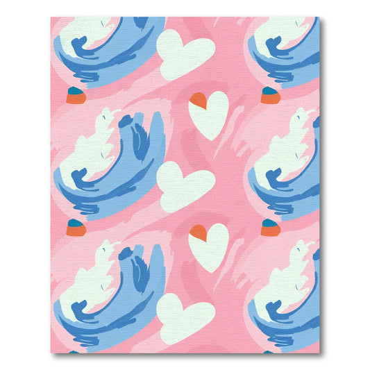 Pink Blue White Modern Heart Rug