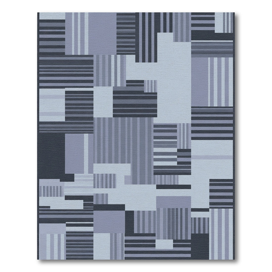 Modern Deep Blue Striped Collage Rug