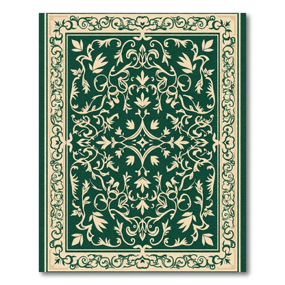Elaborate Dark Green Floral Vines Rug