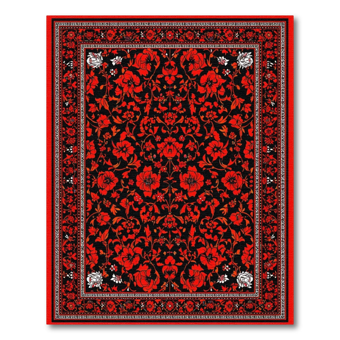 Red Floral Vintage Area Rug