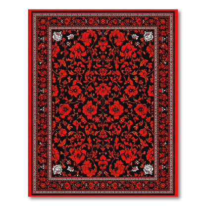Red Floral Vintage Area Rug