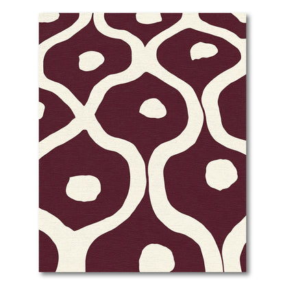 Deep Red Organic Curving Lattice Rug