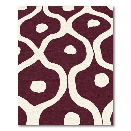 Deep Red Organic Curving Lattice Rug