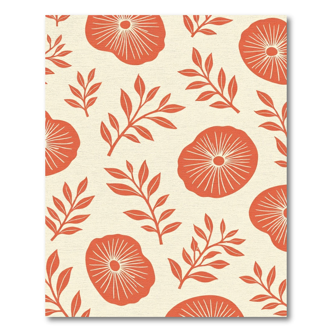 Coral Red Botanical Medallion Rug