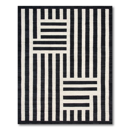 Bold Black White Geometric Area Rug
