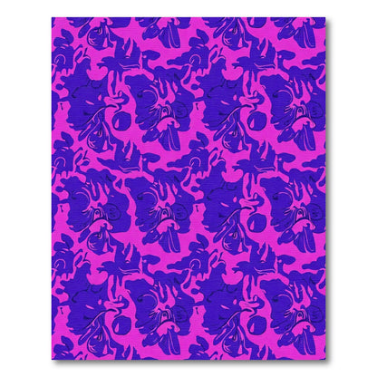 Vibrant Orchid Pink Blue Floral Swirl Rug