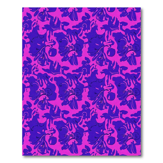 Vibrant Orchid Pink Blue Floral Swirl Rug