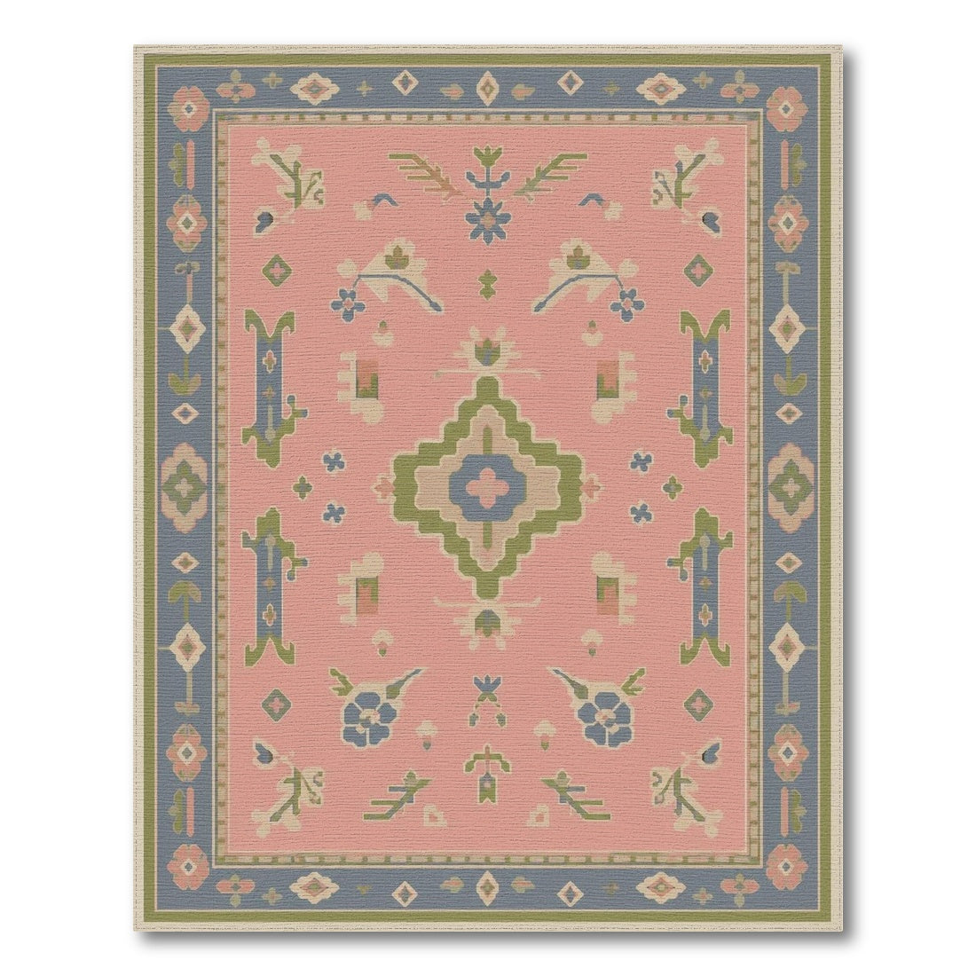 Blush Pink Floral Vintage Area Rug