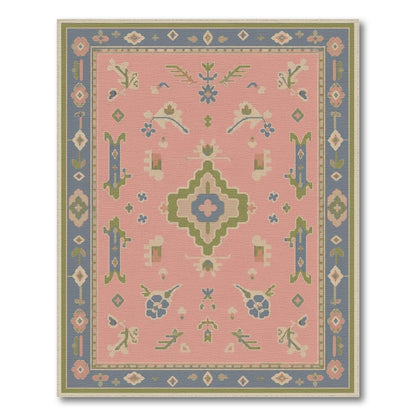 Blush Pink Floral Vintage Area Rug