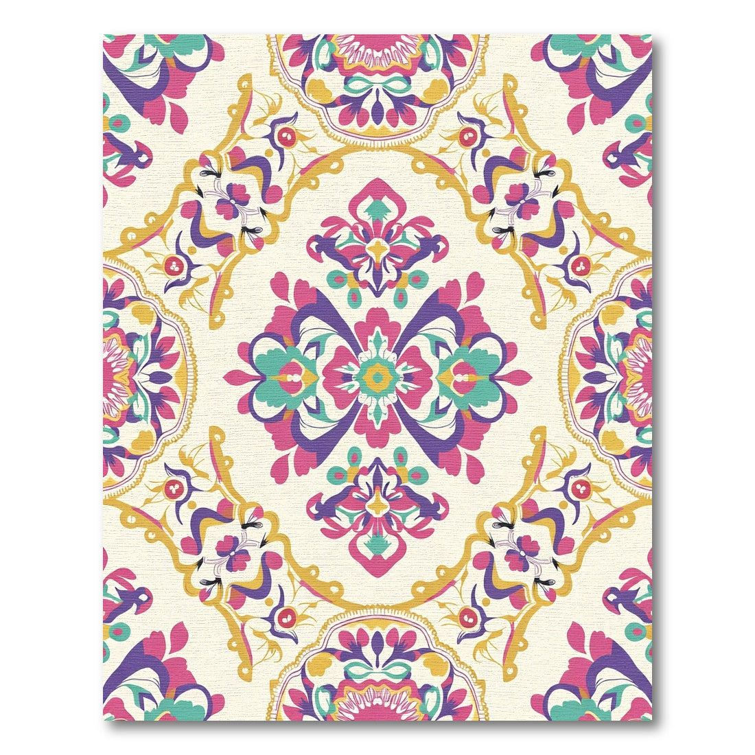 Vibrant Medallion Floral Damask Rug