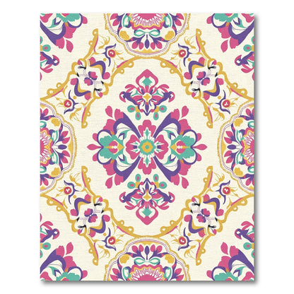 Vibrant Medallion Floral Damask Rug
