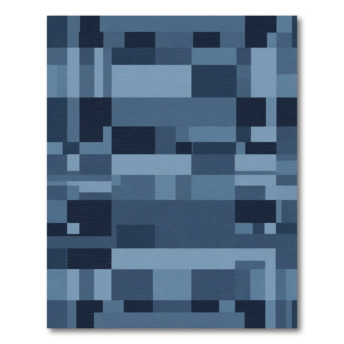 Abstract Blue Geometric Blocks Rug