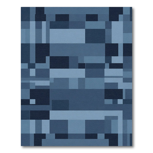 Abstract Blue Geometric Blocks Rug