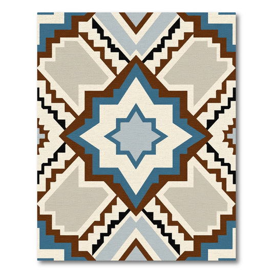 Geometric Starburst Aztec Brocade Rug