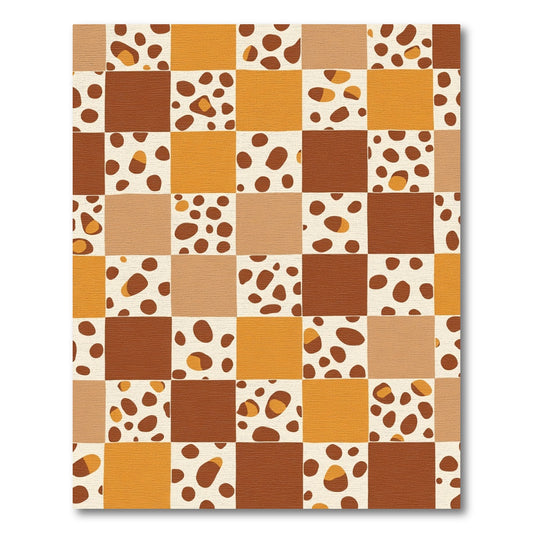 Retro Terracotta Dot Checkerboard Rug