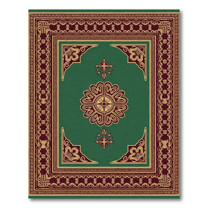 Regal Green Red Floral Centerpiece Rug