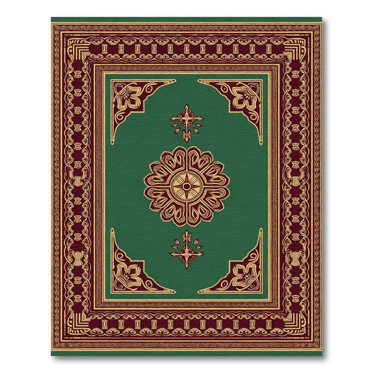 Regal Green Red Floral Centerpiece Rug