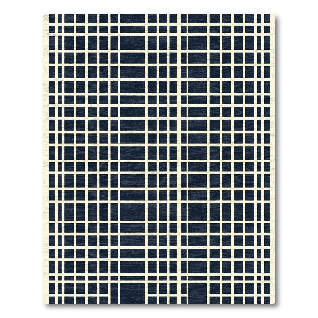 Navy Cream Intersecting Grid Rug