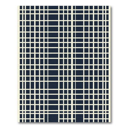 Navy Cream Intersecting Grid Rug