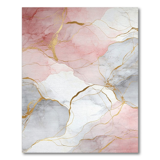 Abstract Area Vein Pink Marble Gold Vein Abstract Area Rug