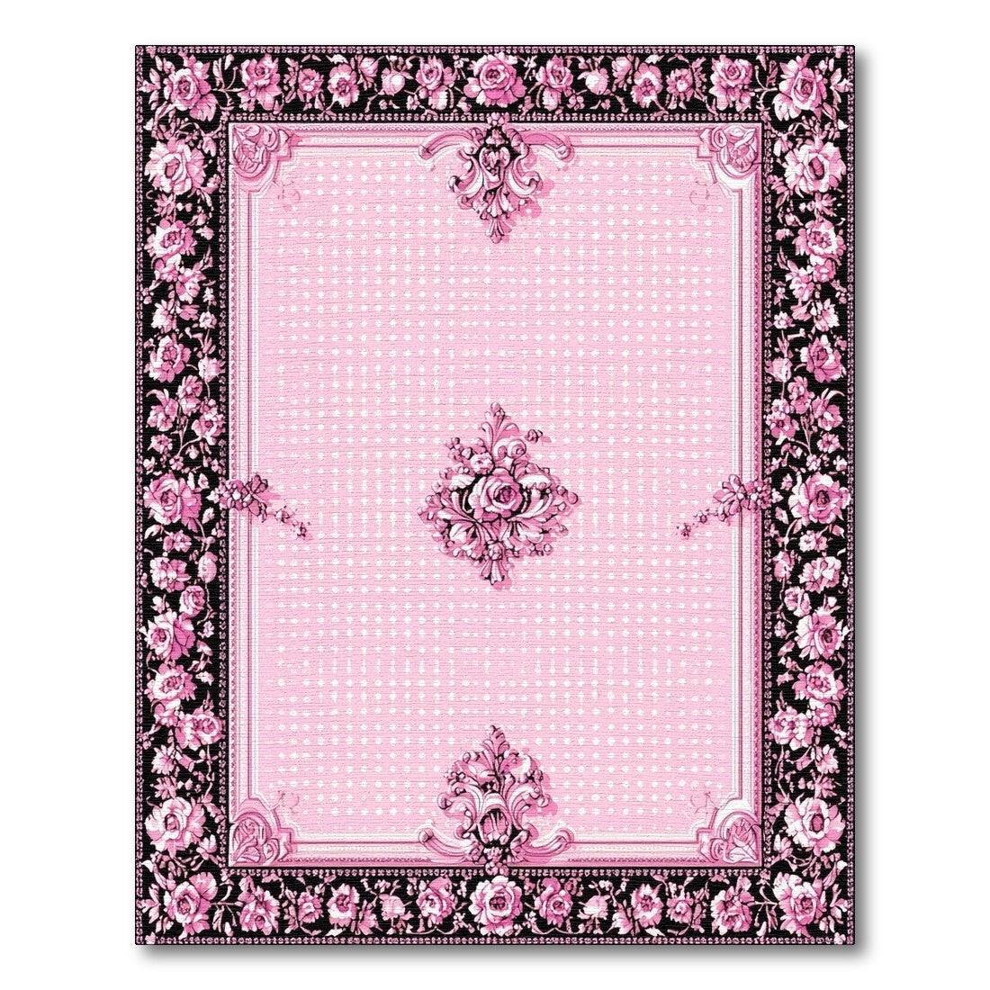 Pink Rose Floral Vintage No. 12 Area Rug