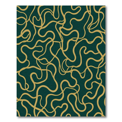 Teal and Gold Abstract Swirl Rug