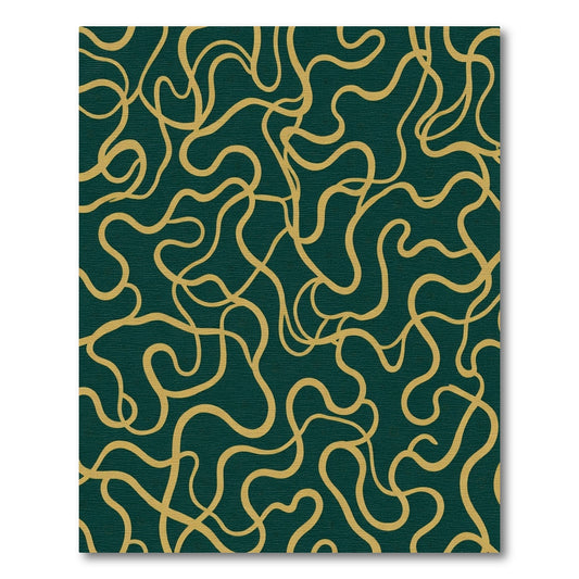Teal and Gold Abstract Swirl Rug