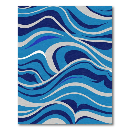 Deep Blue Swirling Wave Composition Rug