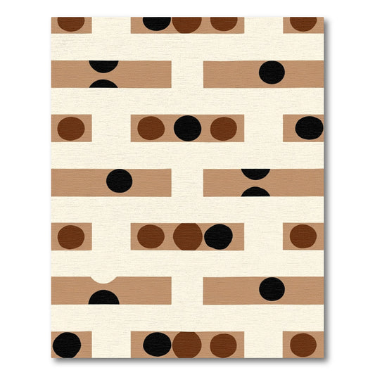Brown Circles Geometric Stripes Rug