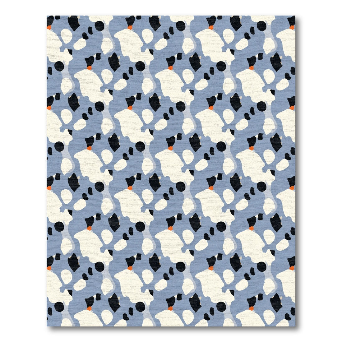 Abstract Blue Black Ivory Orange Shapes Rug