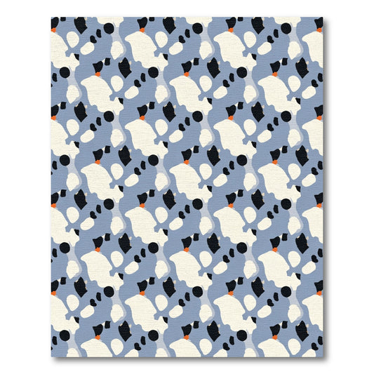 Abstract Blue Black Ivory Orange Shapes Rug