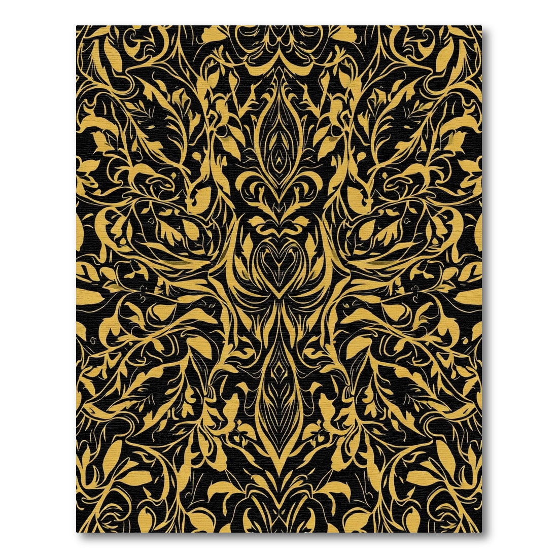 Black Golden Flourishing Organic Swirls Rug