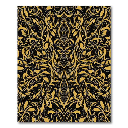 Black Golden Flourishing Organic Swirls Rug