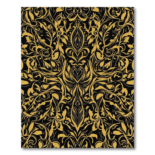Black Golden Flourishing Organic Swirls Rug