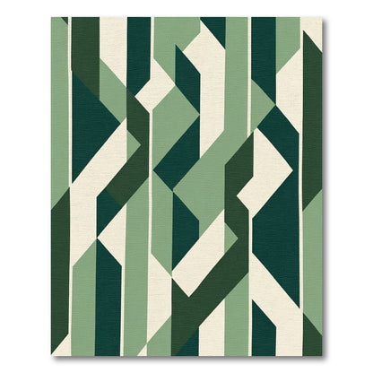 Sage Green Geometric Interlocking Blocks Rug