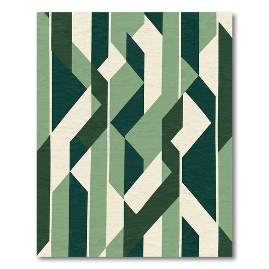 Sage Green Geometric Interlocking Blocks Rug