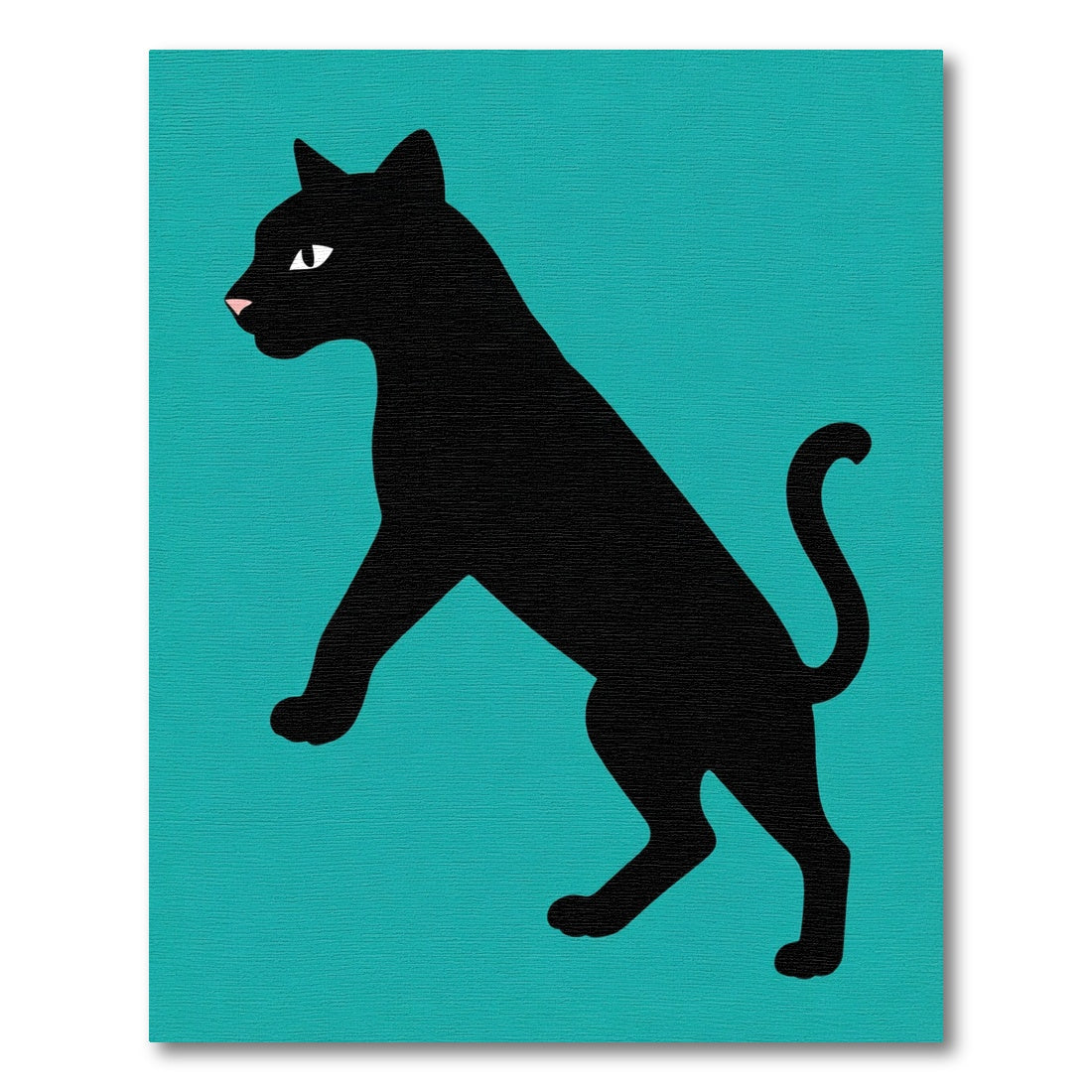Chic Black Panther Teal Silhouette Rug
