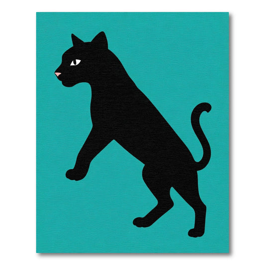 Chic Black Panther Teal Silhouette Rug