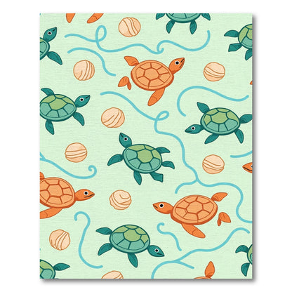 Playful Sea Turtles Aqua Background Rug