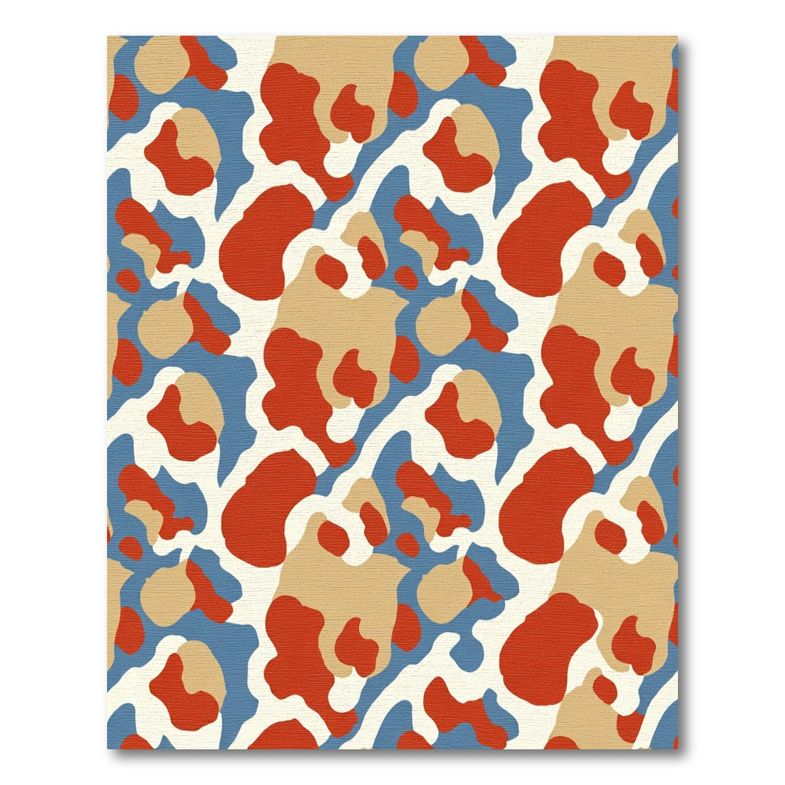 Abstract Red Tan Blue Organic Flow Rug