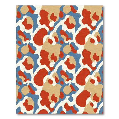 Abstract Red Tan Blue Organic Flow Rug