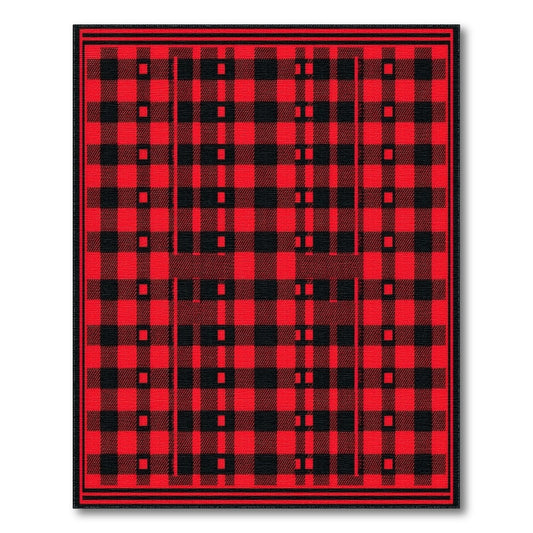 Red Geometric Modern Red Black Buffalo Check Area Rug