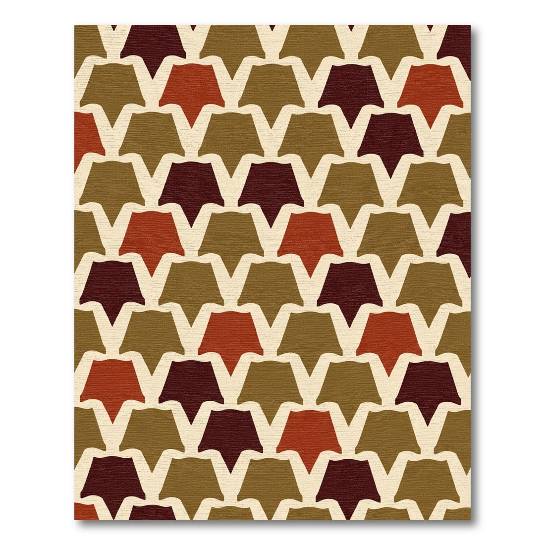 Earthy Red Geometric Tessellation Repeating Rug
