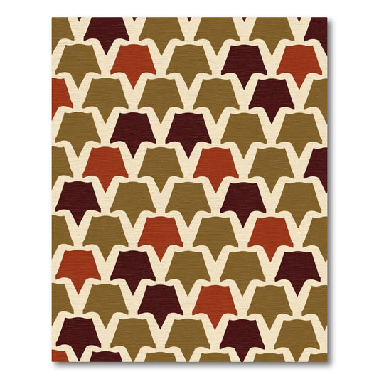 Earthy Red Geometric Tessellation Repeating Rug