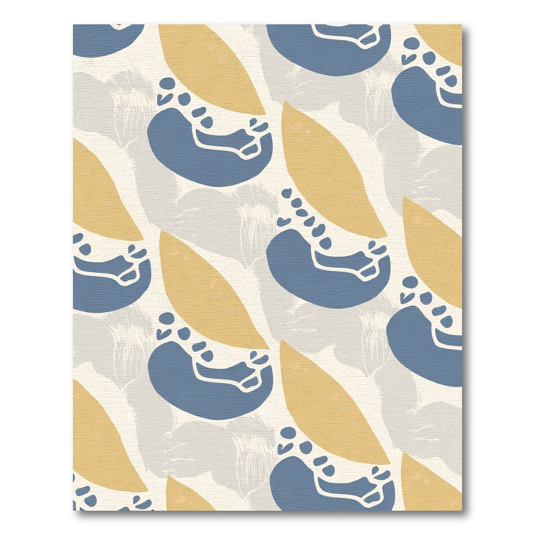 Abstract Ochre Navy Organic Shapes Rug