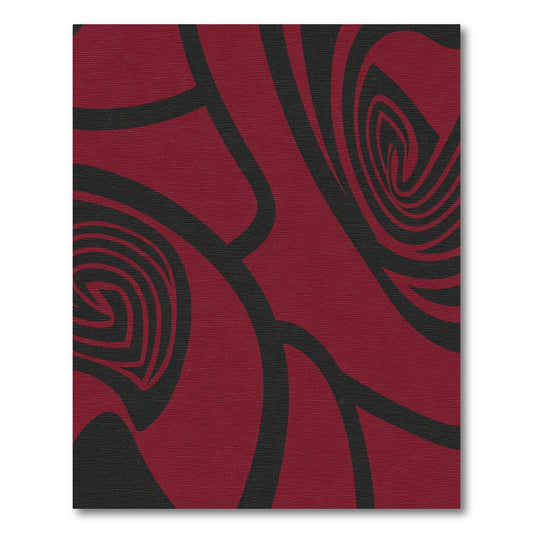 Ruby Swirl Abstract Ribbon Rug