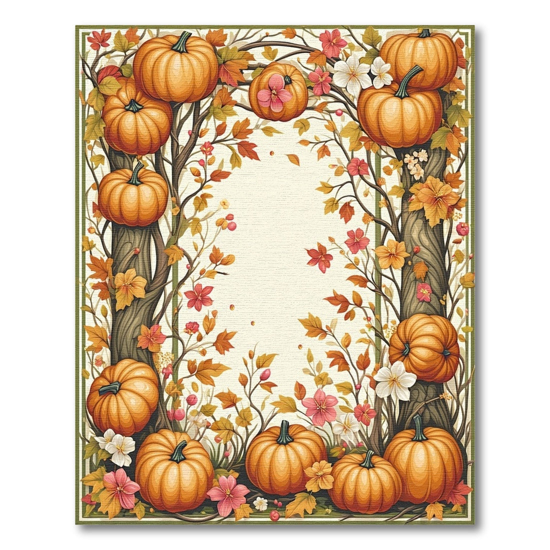 Orange Harvest Autumn Pumpkin Harvest Area Rug